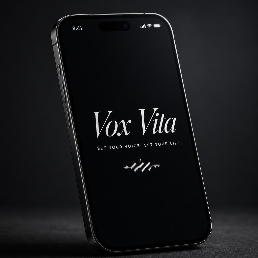 Vox Vita app shown on an iPhone with a live sound waveform